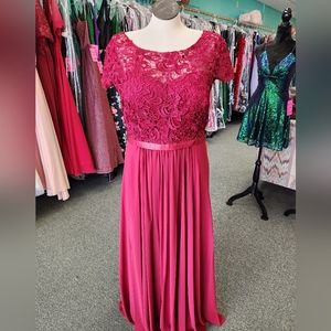 Mother's gown/Evening formal dress/Burgandy Size 5XL May Queen